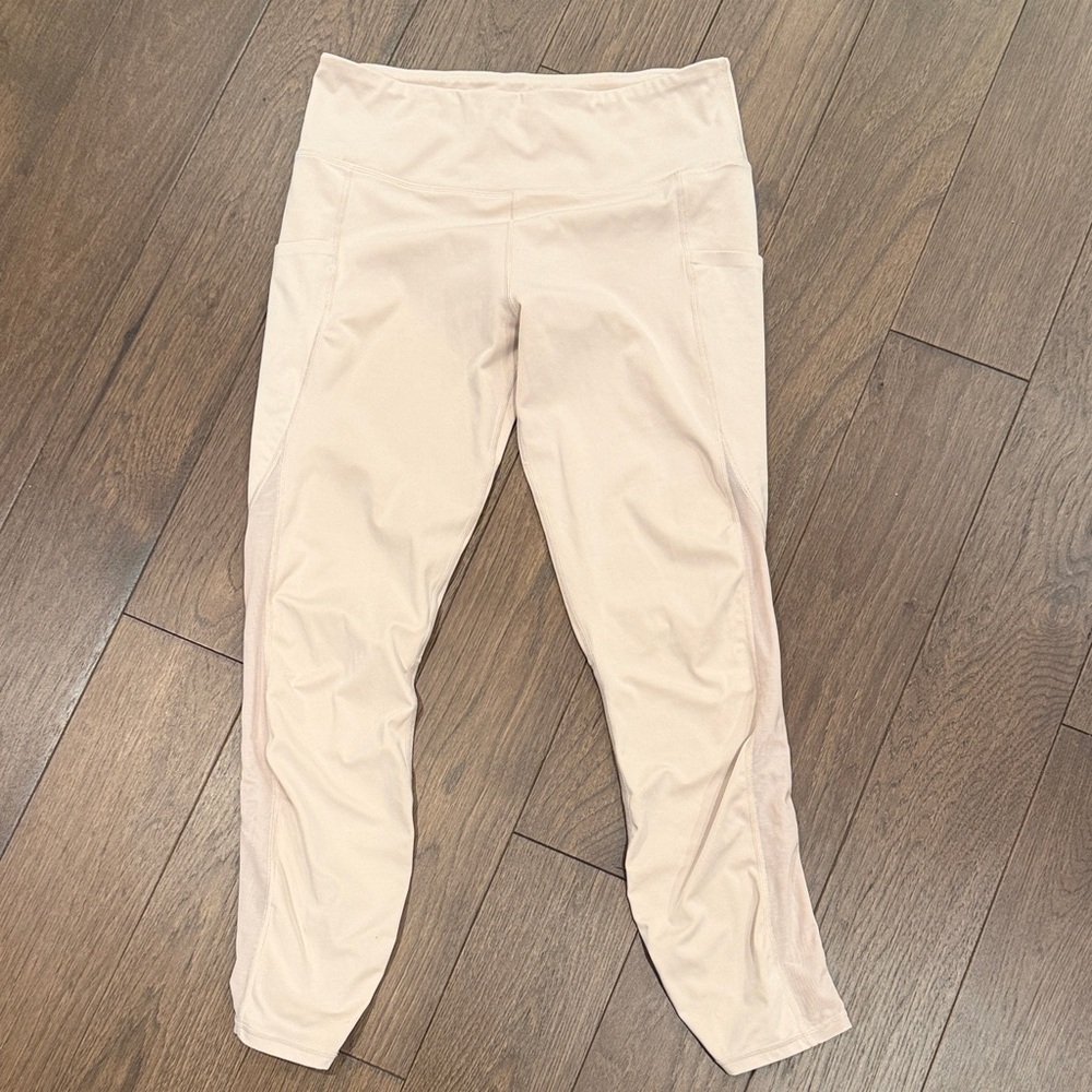 Varley Women’s Cropped Legging’s Light Pink Size Large w Mesh Detail C5-034